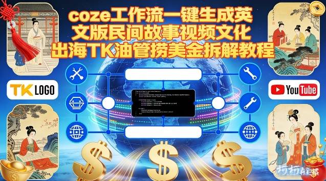 Coze扣子工作流一键生成英文版民间故事视频，文化出海TK油管捞美金拆解教程-孔明聊项目