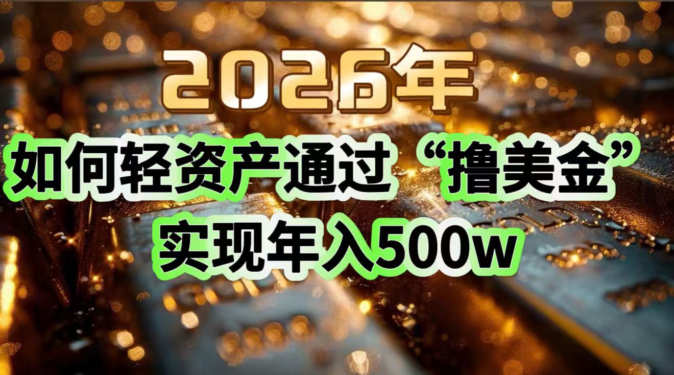 2026年如何轻资产通过“撸美金”实现年入500w-孔明聊项目