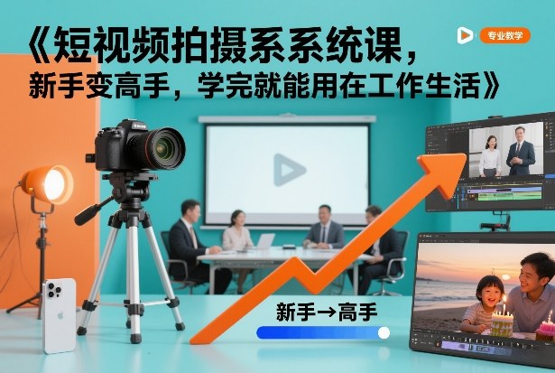 短视频拍摄系统课，新手变高手，学完就能用在工作生活-孔明聊项目