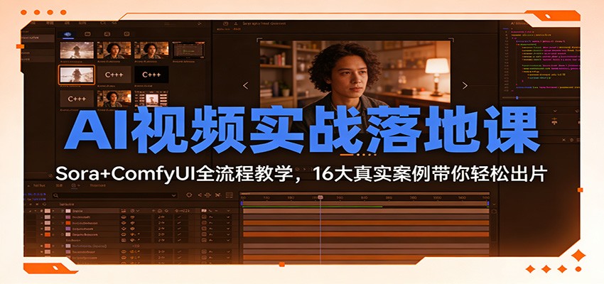 AI视频实战落地课：Sora+ComfyUI全流程教学，16大真实案例带你轻松出片-孔明聊项目