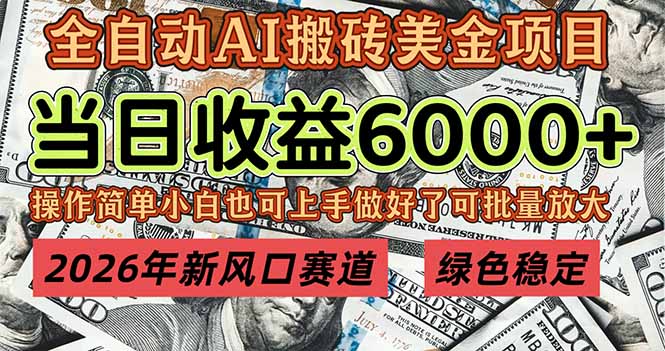 2026年新风口赛道，当日6000+以上，可批量放大，月收入20万+，长期绿色稳定的项目-孔明聊项目