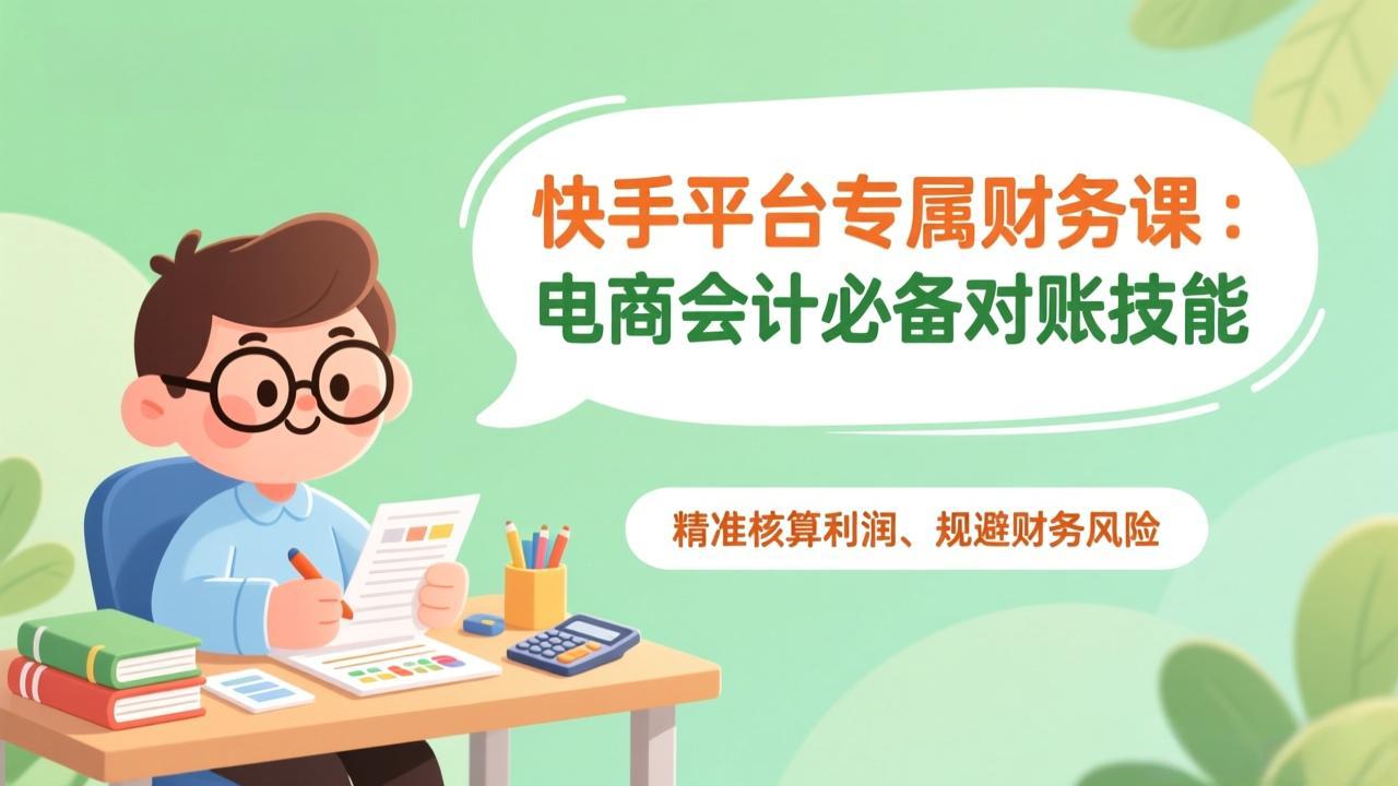 快手平台专属财务课：电商会计必备对账技能，精准核算利润、规避财务风险-孔明聊项目