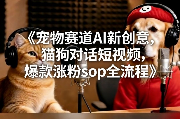 宠物赛道AI新创意，猫狗对话短视频，爆款涨粉sop全流程-孔明聊项目