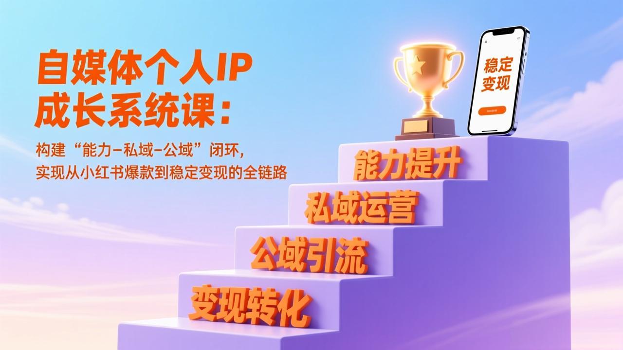 自媒体个人IP成长系统课：构建“能力-私域-公域”闭环，实现从小红书爆款到稳定变现的全链路-孔明聊项目