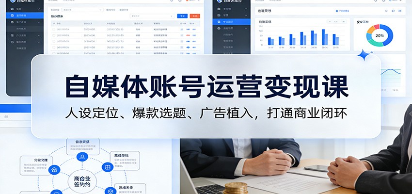 自媒体账号运营变现课：人设定位、爆款选题、广告植入，打通商业闭环-孔明聊项目
