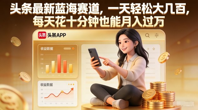 头条最新蓝海赛道，一天轻松大几张，每天花十分钟也能月入过1W【揭秘】-孔明聊项目