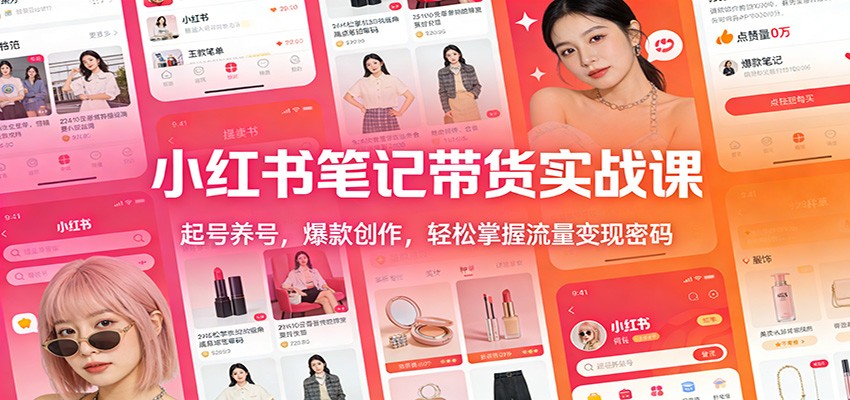 小红书笔记带货实战课：起号养号，爆款创作，轻松掌握流量变现密码-孔明聊项目