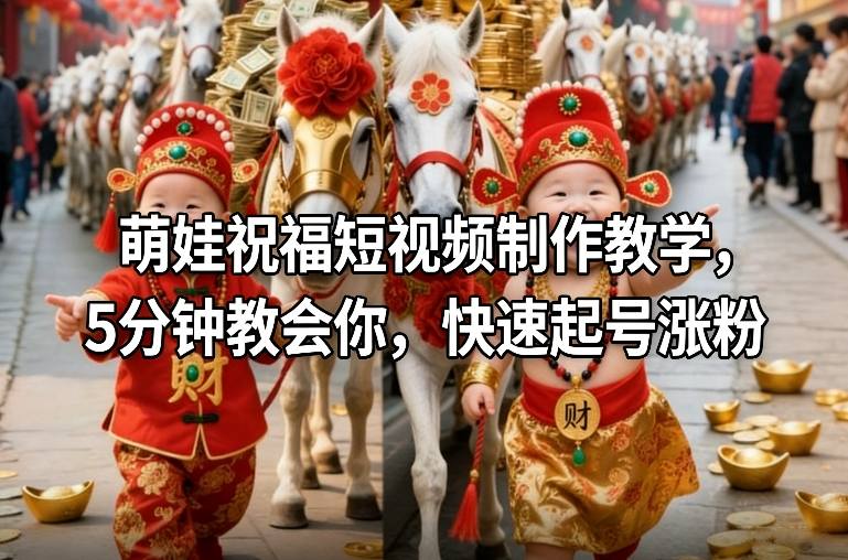 萌娃祝福短视频制作教学，5分钟教会你，快速起号涨粉-孔明聊项目