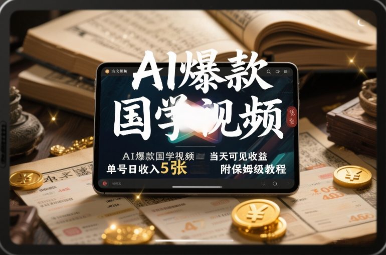 AI爆款国学视频，独家起号方法，小白直接上手，当天可见收益，单号日收入5张+附保姆级教程-孔明聊项目