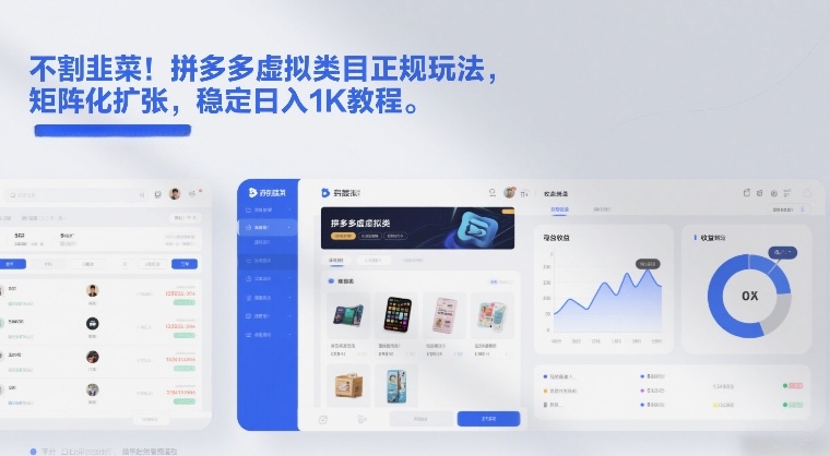 不割韭菜！拼多多虚拟类目正规玩法，矩阵化扩张，稳定日入1K教程【揭秘】-孔明聊项目
