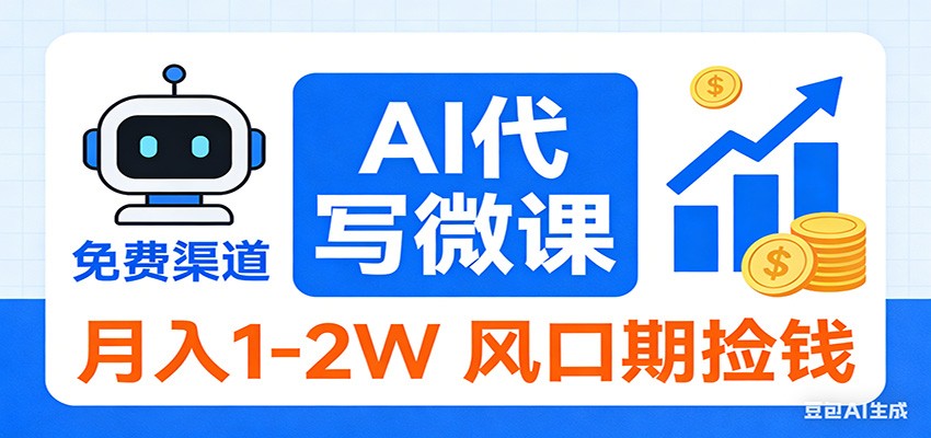 2026告别打工！AI 代写微课，提供免费渠道，月入 1-2W 风口期捡钱-孔明聊项目