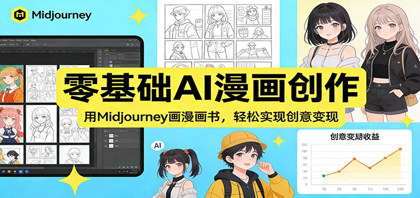 零基础AI漫画创作：用Midjourney画漫画书，轻松实现创意变现-孔明聊项目