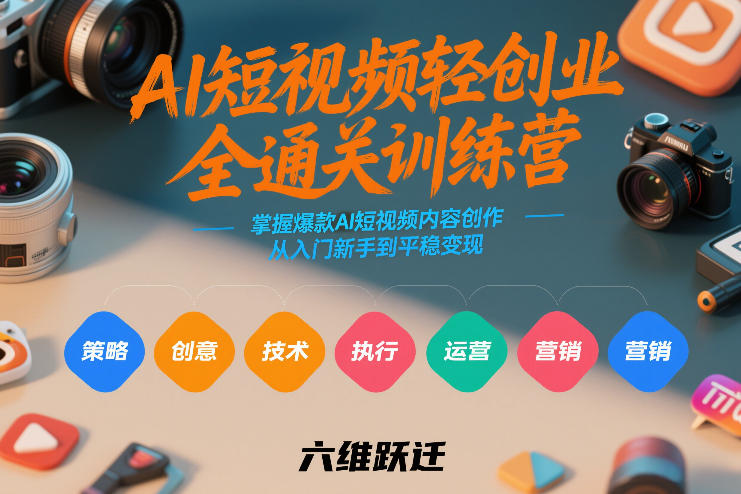 AI短视频轻创业全通关训练营，掌握爆款AI短视频内容创作，从入门新手到平稳变现的六维跃迁-孔明聊项目