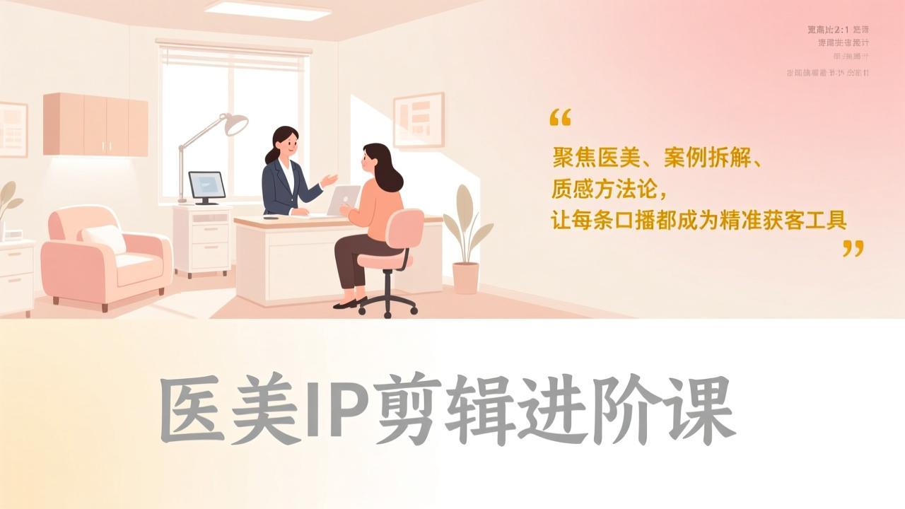 医美IP剪辑进阶课，聚焦医美、案例拆解、质感方法论，让每条口播都成为精准获客工具-孔明聊项目