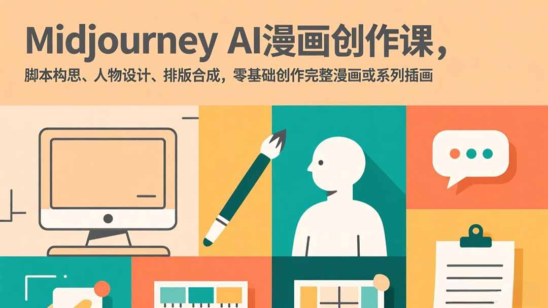 Midjourney AI漫画创作课，脚本构思、人物设计、排版合成，零基础创作完整漫画或系列插画-孔明聊项目
