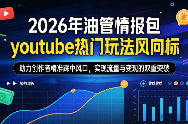 2026年油管情报包，youtube热门玩法风向标，助力创作者精准踩中风口，实现流量与变现的双重突破-孔明聊项目