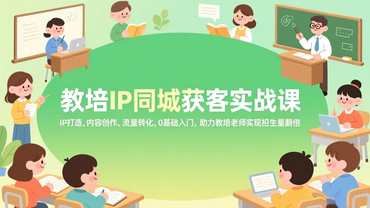 教培IP同城获客实战课，IP打造、内容创作、流量转化，0基础入门，助力教培老师实现招生量翻倍-孔明聊项目