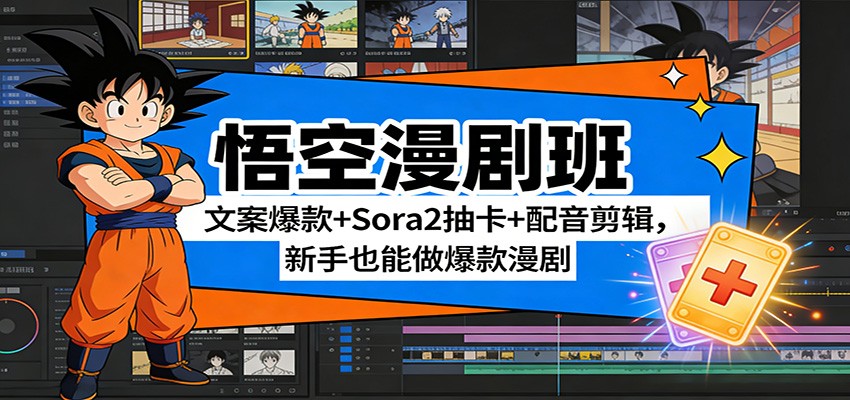 悟空漫剧班：文案爆款+Sora2抽卡+配音剪辑，新手也能做爆款漫剧-孔明聊项目