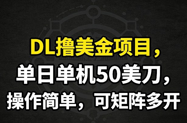 DL撸美金项目，单日单机50美刀，操作简单，可矩阵多开-孔明聊项目