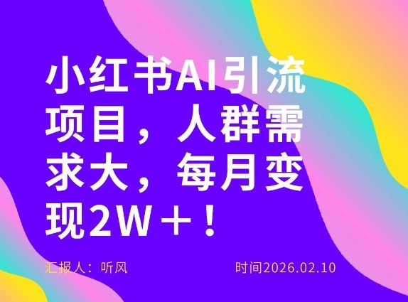 她通过这个AI项目每月做到2W＋的收入，最新小红书AI项目，人群需求大！-孔明聊项目