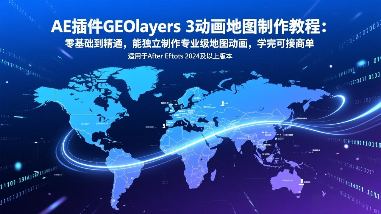 AE插件GEOlayers 3动画地图制作教程：零基础到精通，能独立制作专业级地图动画，学完可接商单-孔明聊项目