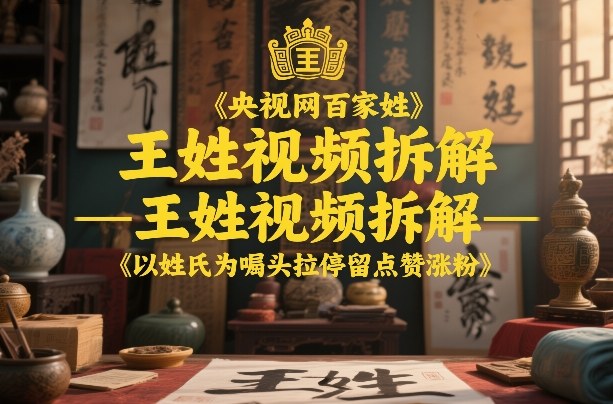 央视网百家姓–王姓视频拆解，以姓氏为噱头拉停留点赞涨粉-孔明聊项目