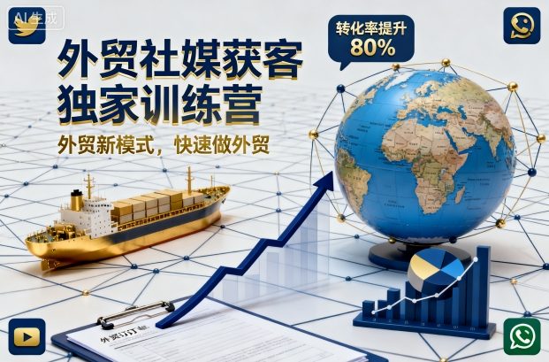 外贸社媒获客独家训练营，外贸新模式，快速做外贸(更新26年2月)-孔明聊项目