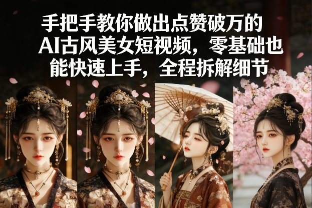 手把手教你做出点赞破万的AI古风美女短视频，零基础也能快速上手，全程拆解细节-孔明聊项目