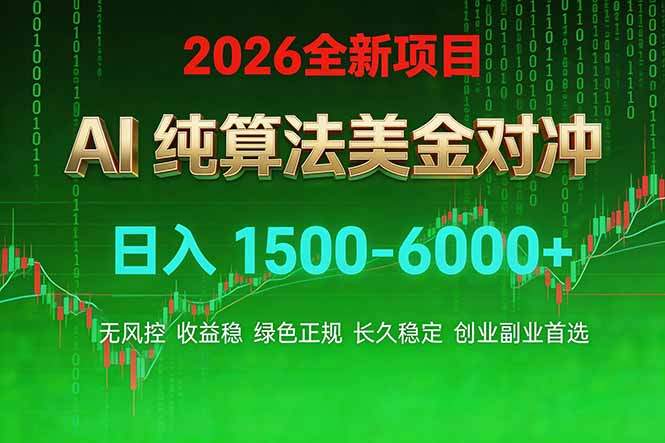 2026 全新美金对冲项目，不套平台赠金，不封号，纯算法对冲，日入 1500-6000+-孔明聊项目