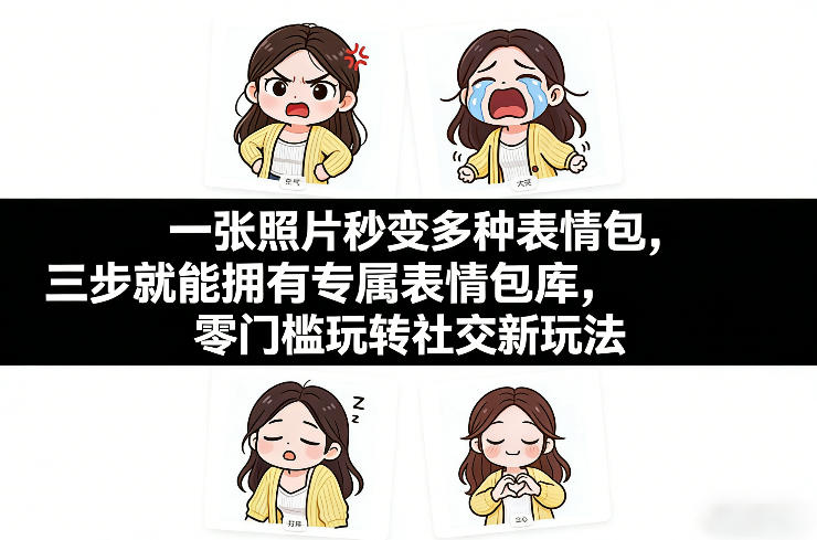 一张照片秒变多种表情包，三步就能拥有专属表情包库，零门槛玩转社交新玩法【文档】-孔明聊项目
