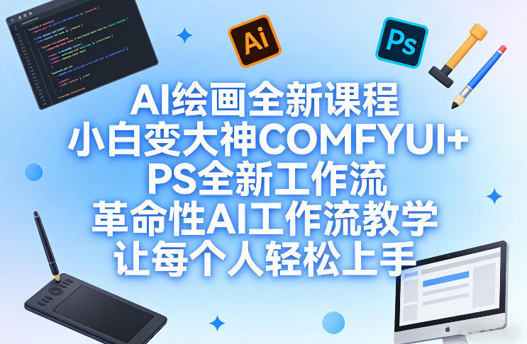 AI绘画全新课程，小白变大神COMFYUI+PS全新工作流，革命性AI工作流教学，让每个人轻松上手-孔明聊项目