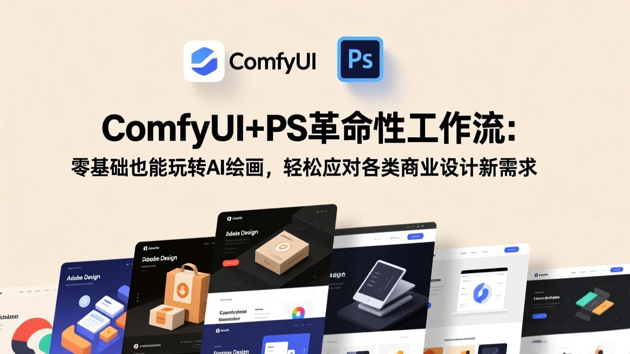 ComfyUI+PS革命性工作流：零基础也能玩转AI绘画，轻松应对各类商业设计新需求-孔明聊项目