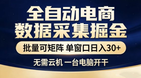 独家电商数据全自动采集项目，批量可矩阵，单窗口轻松日入3张+【揭秘】-孔明聊项目