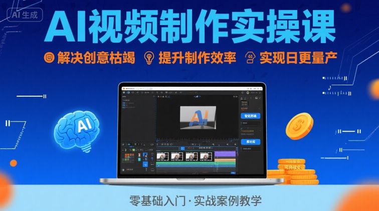 Ai视频制作实操课，解决创意枯竭、效率低下痛点，实现日更量产可持续变现(更新26年3月)-孔明聊项目