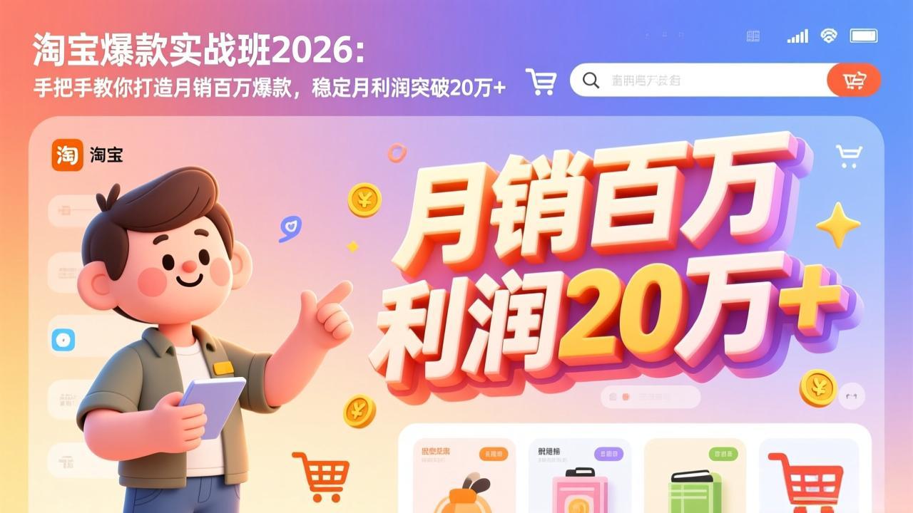 淘宝爆款实战班-2026年3月更新：手把手教你打造月销百万爆款，稳定月利润突破20万+-孔明聊项目