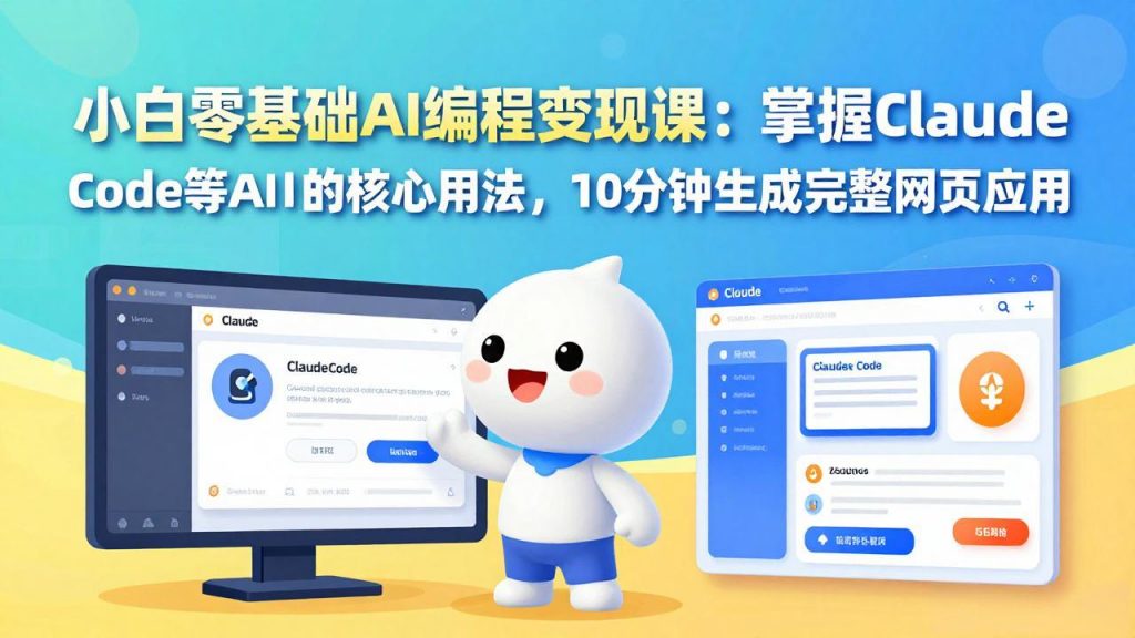 小白零基础AI编程变现课：掌握Claude Code等AI工具的核心用法，10分钟生成完整网页应用-孔明聊项目