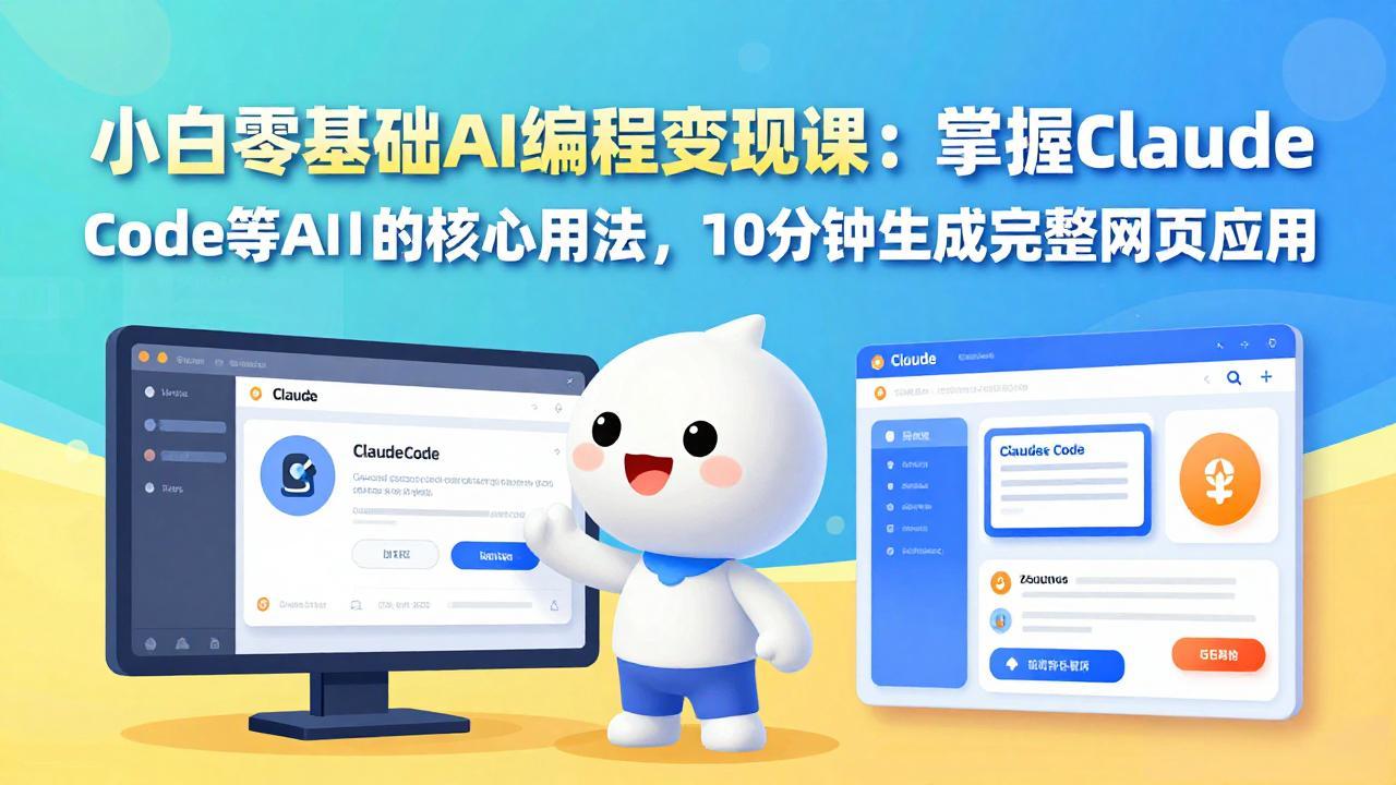 小白零基础AI编程变现课：掌握Claude Code等AI工具的核心用法，10分钟生成完整网页应用-孔明聊项目