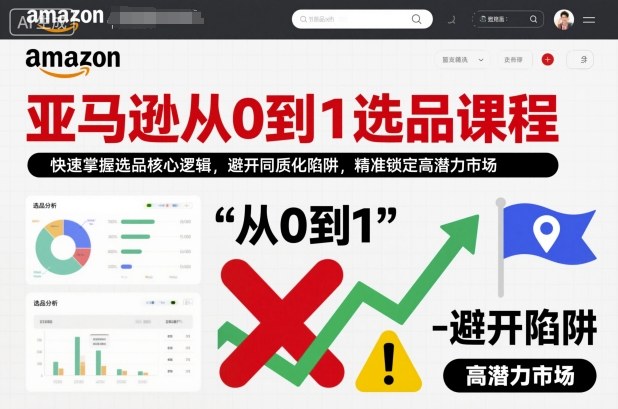 亚马逊从0到1选品课程，快速掌握选品核心逻辑，避开同质化陷阱，精准锁定高潜力市场(更新)-孔明聊项目