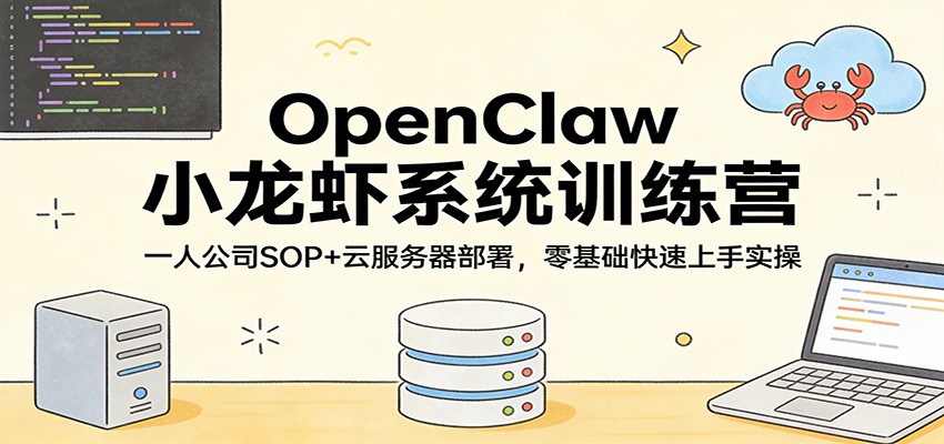 OpenClaw小龙虾系统训练营：一人公司SOP，云服务器部署，零基础快速上手实操-孔明聊项目