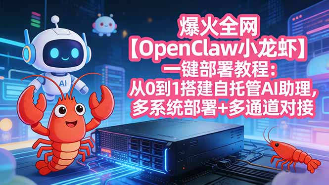 爆火全网【OpenClaw 小龙虾】一键部署教程：从0到1搭建自托管AI助理，多系统部署+多通道对接-孔明聊项目