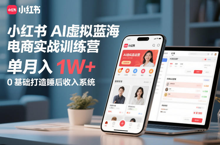 小红书AI虚拟蓝海电商实战训练营，单月入1W+，0基础打造睡后收入系统(更新)-孔明聊项目