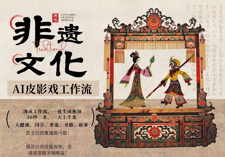 AI一键生成民俗文化非遗皮影戏视频，一刀不剪无需剪辑，30S一条，一天上百条，流量财富嘎嘎猛-孔明聊项目