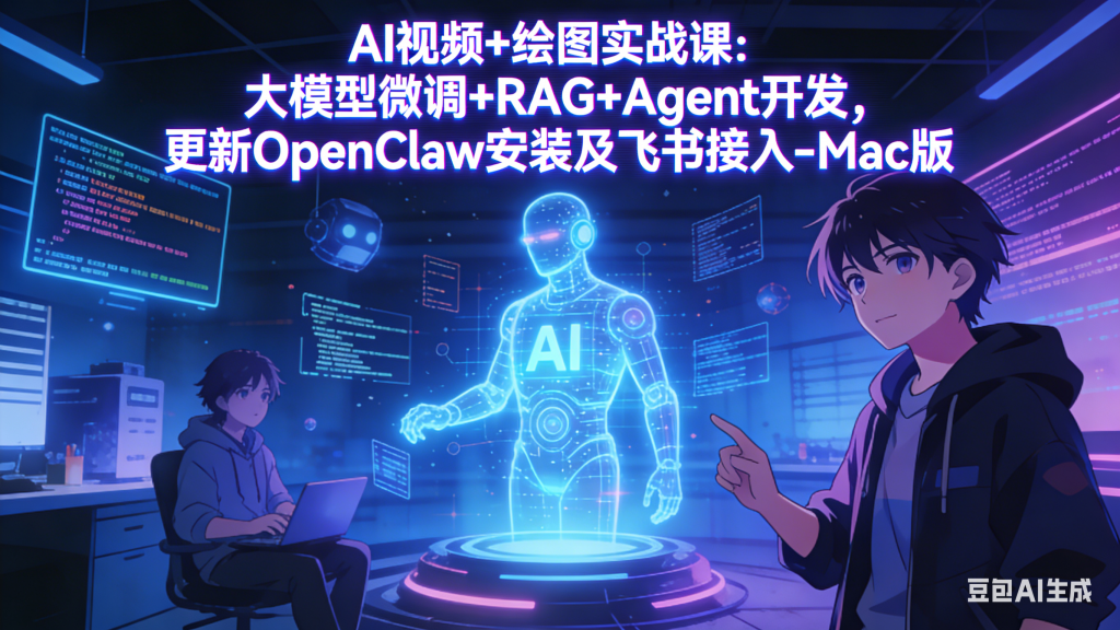 AI视频+绘图实战课：大模型微调+RAG+Agent开发，更新OpenClaw安装及飞书接入-Mac版-孔明聊项目