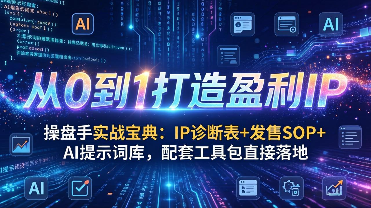 操盘手实战宝典：IP诊断表+发售SOP+AI提示词库，配套工具包直接落地，从0到1打造盈利IP-孔明聊项目