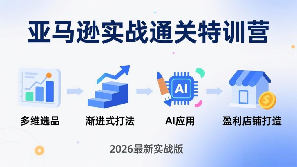 亚马逊实战通关特训营：2026年3月更新，多维选品+渐进式打法+AI应用，从0到1打造盈利店铺-孔明聊项目