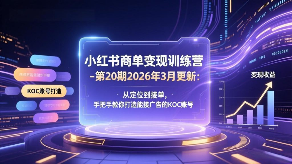 小红书商单变现训练营-第20期26年3月更新：从定位到接单，手把手教你打造能接广告的KOC账号-孔明聊项目