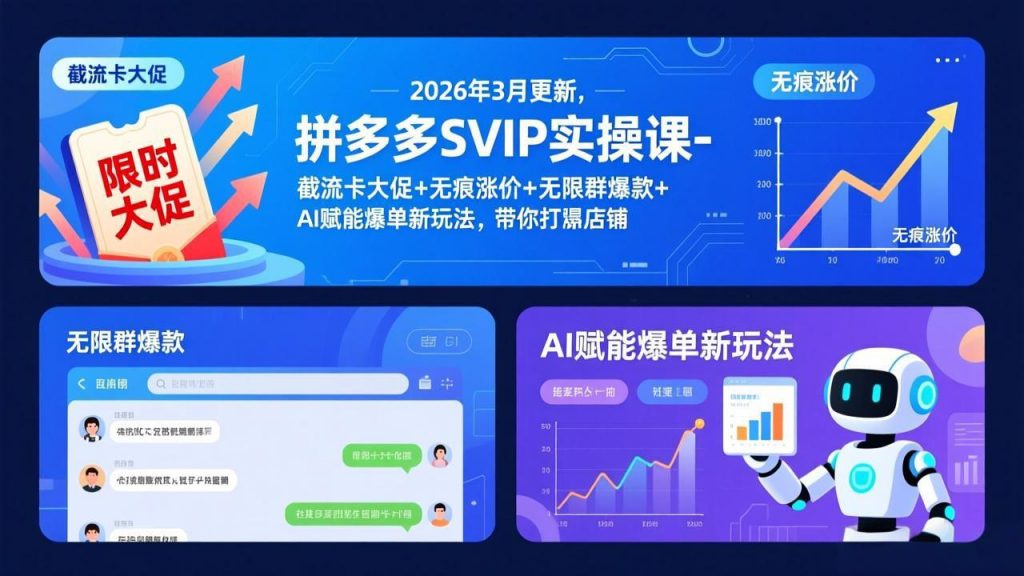拼多多SVIP实操课-26年3月，截流卡大促+无痕涨价+无限群爆款+AI赋能爆单新玩法，带你打爆店铺-孔明聊项目