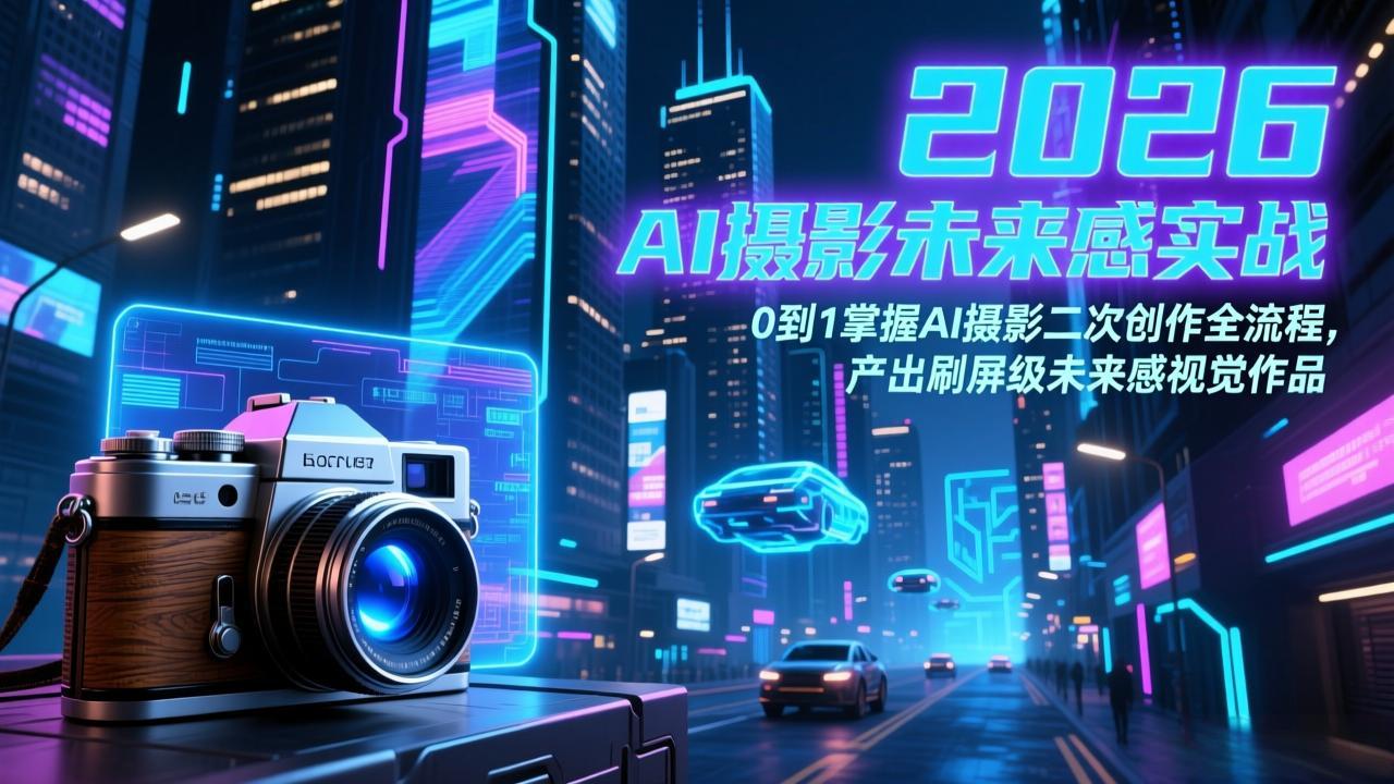2026 AI摄影未来感实战：0到1掌握AI摄影二次创作全流程，产出刷屏级未来感视觉作品-孔明聊项目