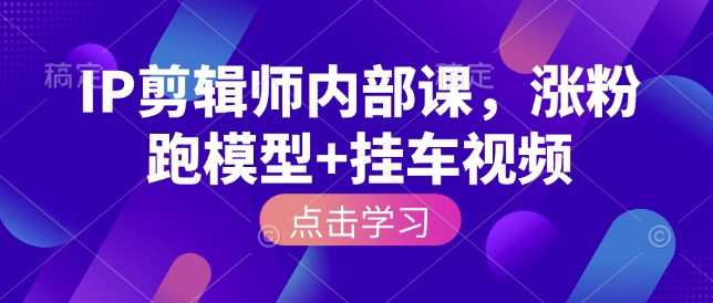IP剪辑师内部课，涨粉跑模型+挂车视频(更新)-孔明聊项目