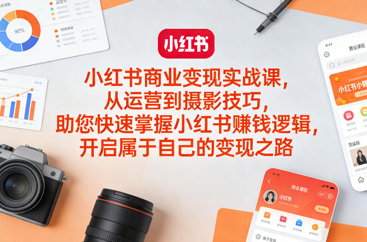 小红书商业变现实战课，从运营到摄影技巧，助您快速掌握小红书賺钱逻辑，开启属于自己的变现之路-孔明聊项目